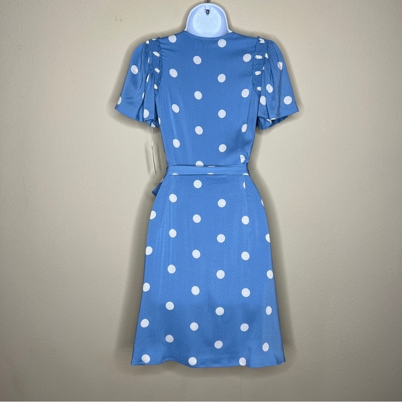 ANTHROPOLOGIE / PAIGE Blue Allure White Dolly Dot Arlyn Dress - Sz XS - Picture 9 of 16